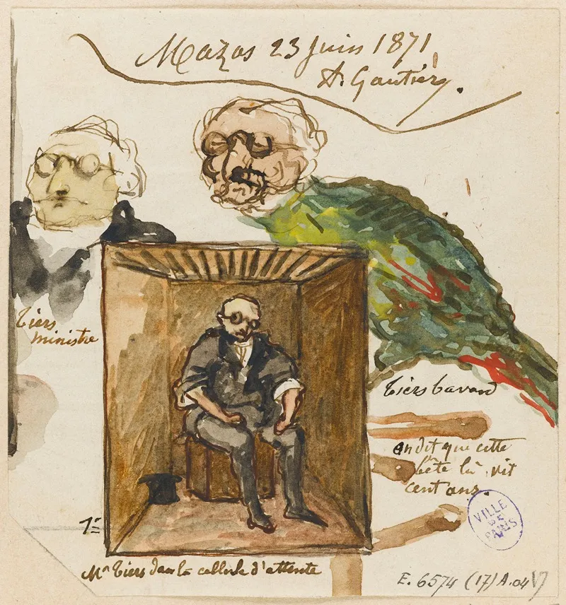 Caricatures De Thiers Thiers Ministre Thiers Bavard Et Thiers Dans Sa Cellule Dattente by Armand Gautier - Canvas Print