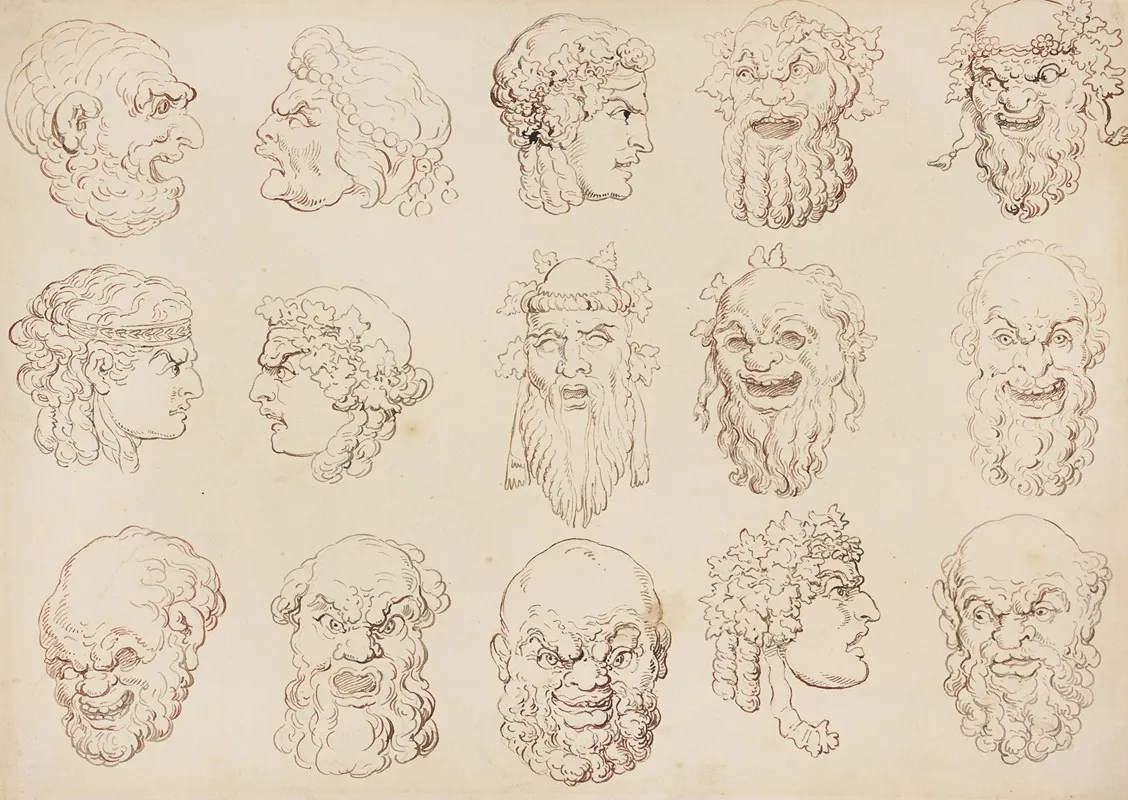 Caricatures Of Fifteen Heads