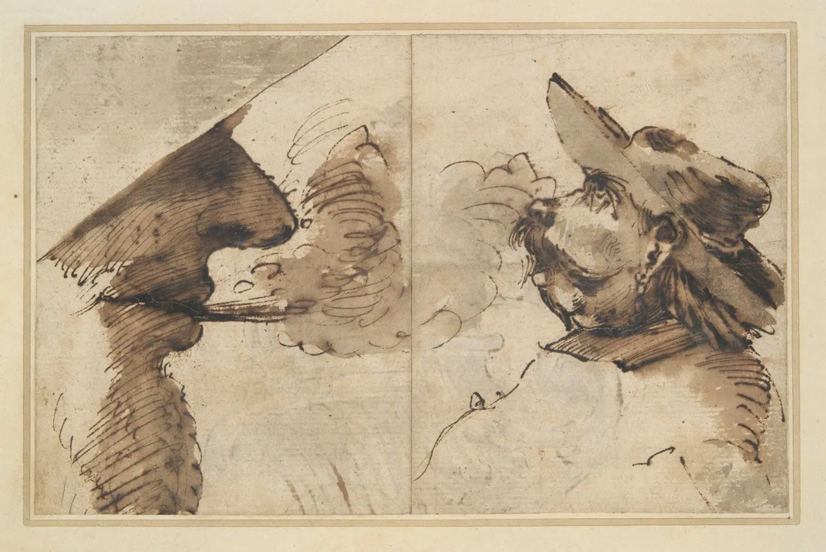 Caricatures Of Two Male Heads