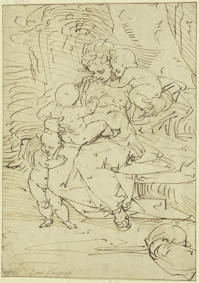 Caritas Unter Baumen Sitzend