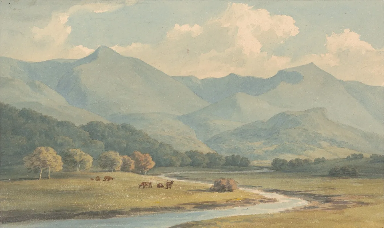 Carnedd Llewelyn And Carnedd David Carnarvonshire Seen Across The River Ogwen