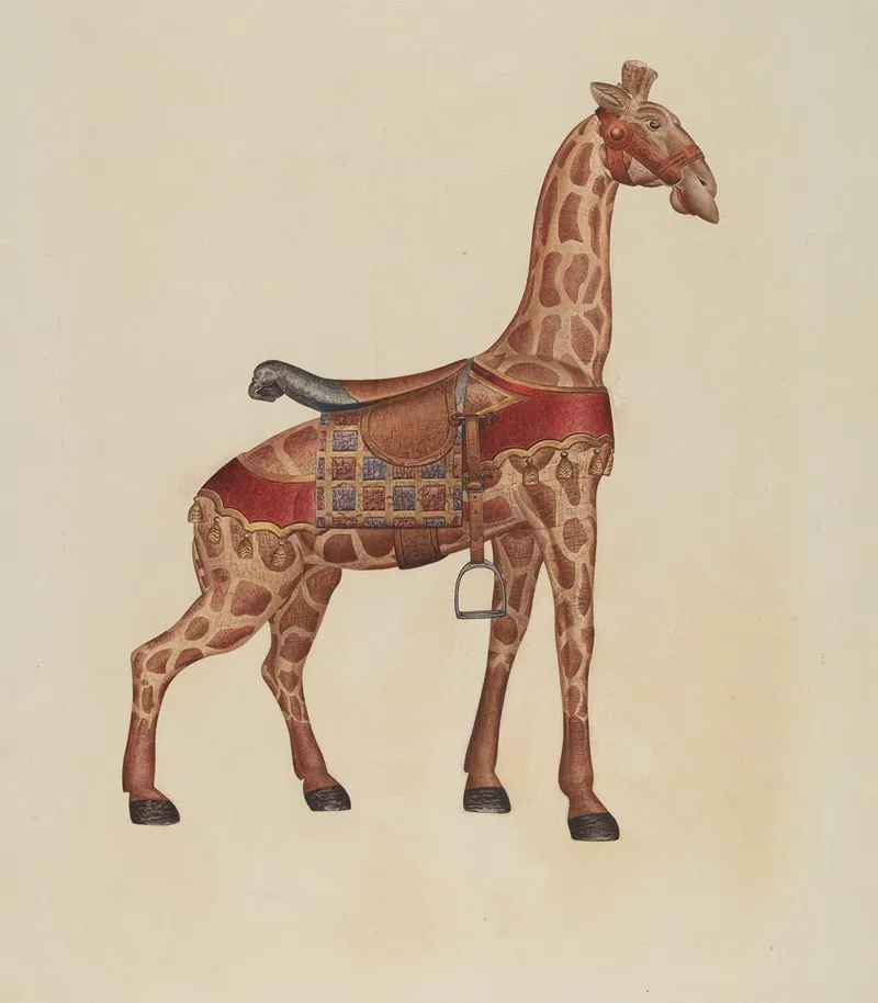 Carousel Giraffe by Henry Tomaszewski - Canvas Print