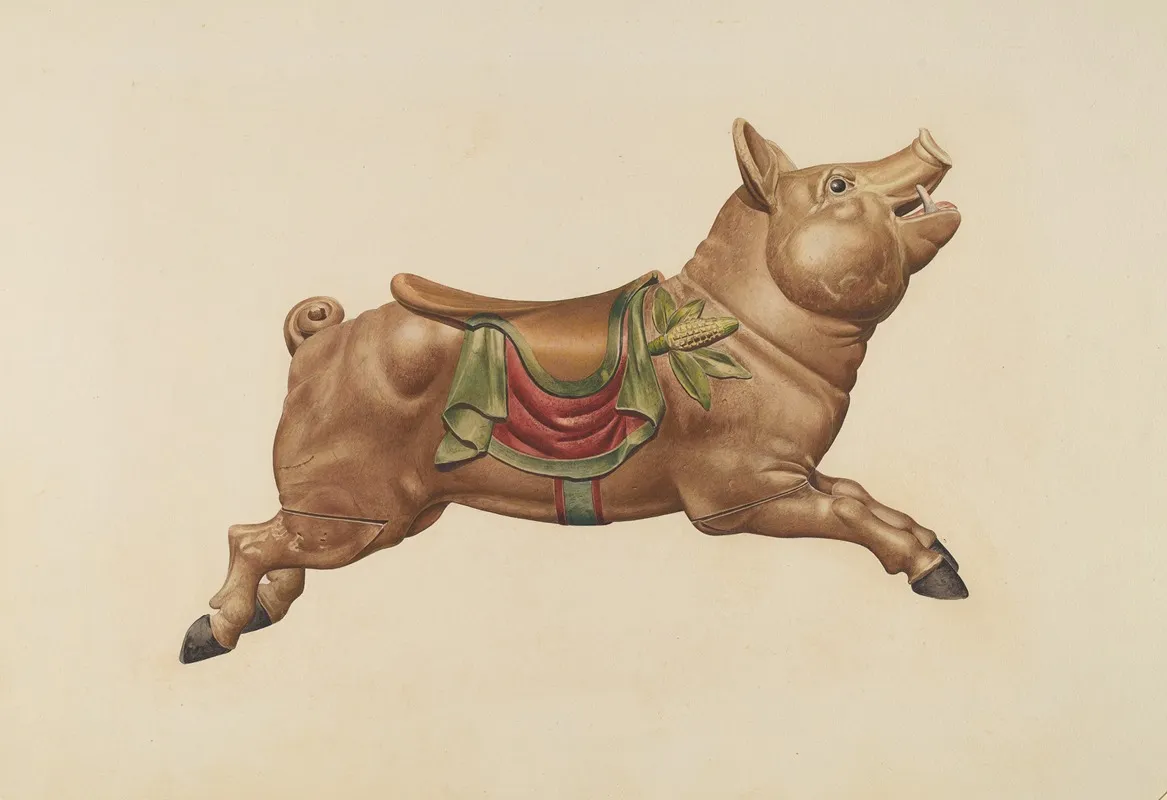 Carousel Pig by Henry Tomaszewski - Canvas Print