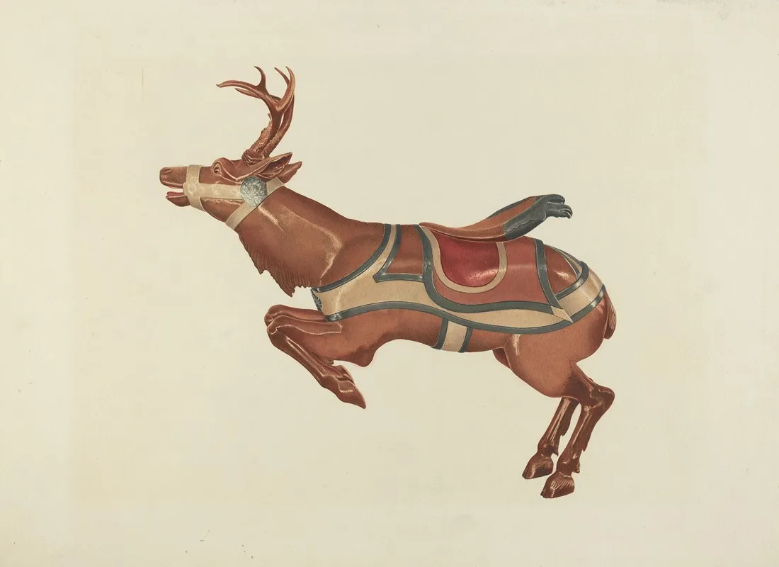 Carousel Reindeer by Michael Riccitelli - Canvas Print