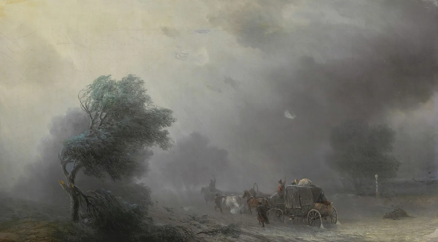 Carriage In A Storm by Ivan Konstantinovich Aivazovsky - Canvas Print
