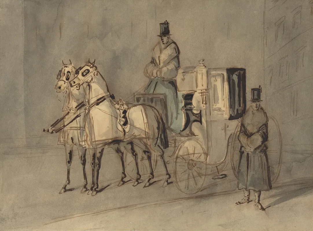 Carriage With Driver And Groom Autumn