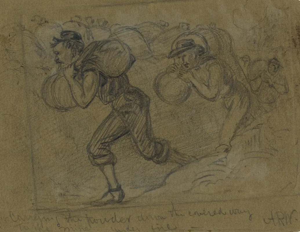 Carrying The Powder Down The Covered Way To The Mine Under Fire