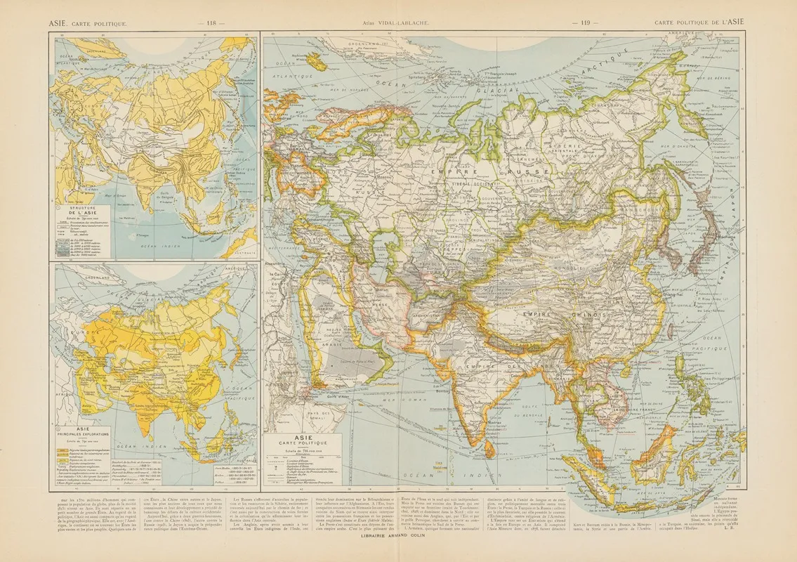Carte Politique De Lasie by Paul Vidal de La Blache - Canvas Print
