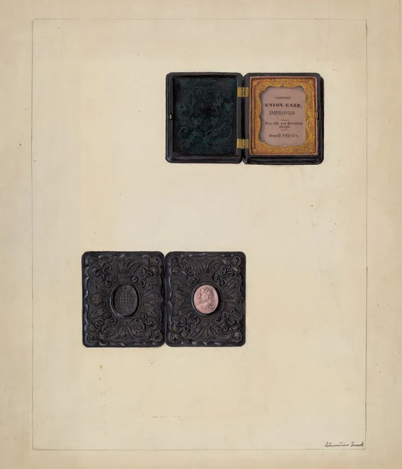 Carved Cameo In Daguerreotype Case by Clementine Fossek - Canvas Print
