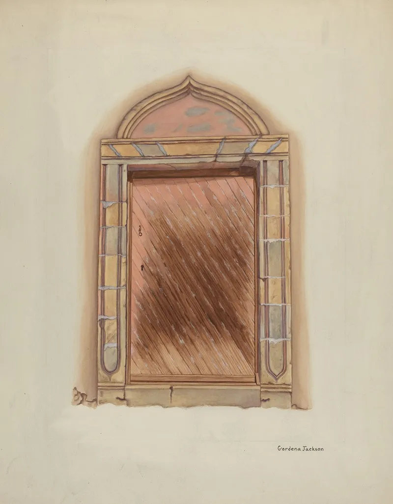 Carved Stone Doorway Mission San Carlos Borromeo by Gordena Jackson - Canvas Print