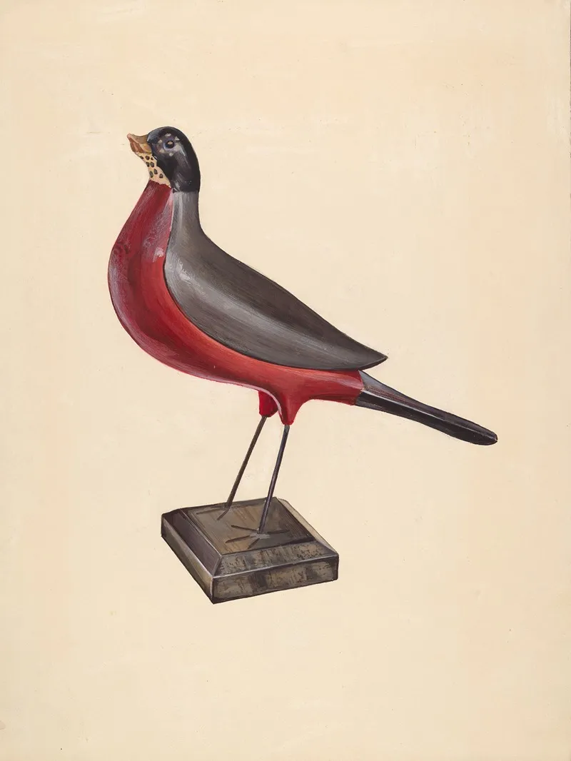 Carved Wood Robin by James McLellan - Canvas Print