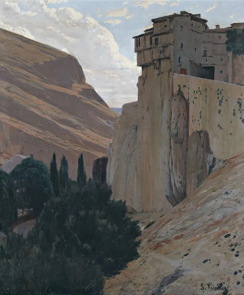 Casas Colgantes Cuenca The Hanging Houses Cuenca by Santiago Rusiñol - Canvas Print
