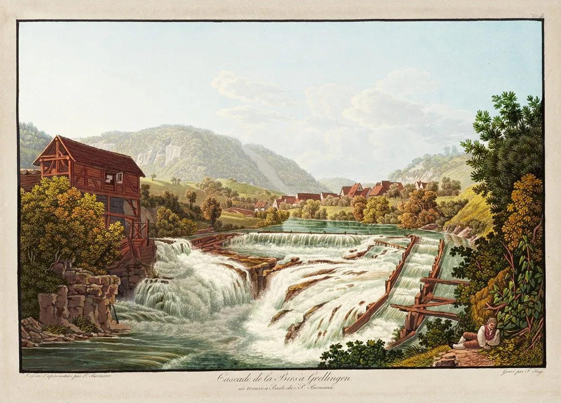 Cascade De La Birs A Grellingen by Peter Birmann - Canvas Print