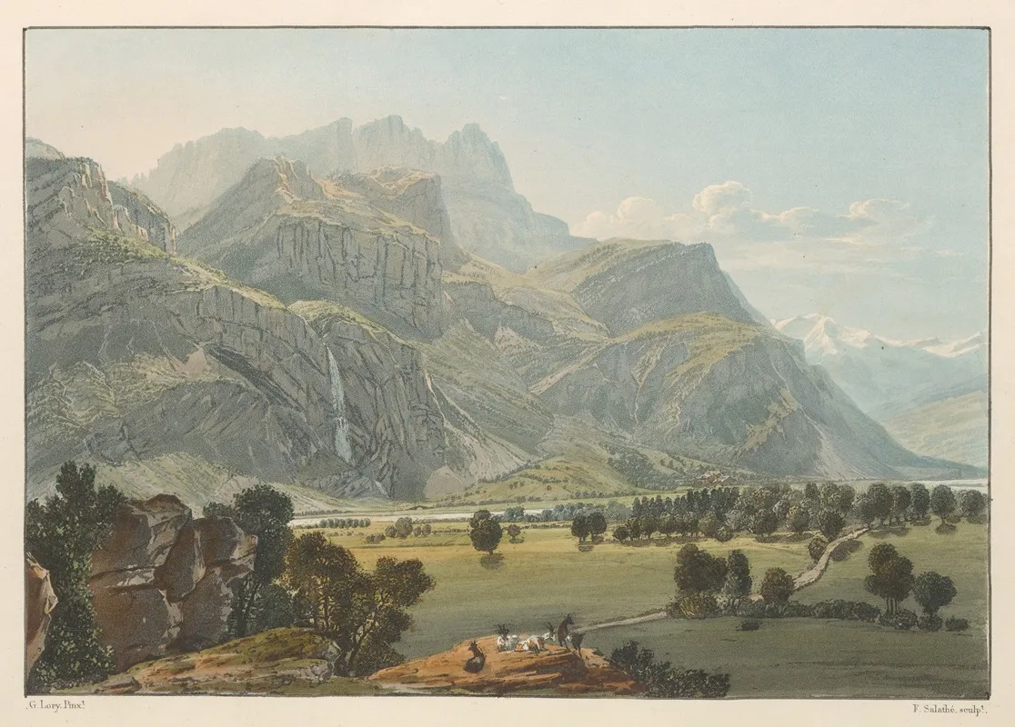Cascade Du Nant Darpenas by Gabriel Lory the older - Canvas Print