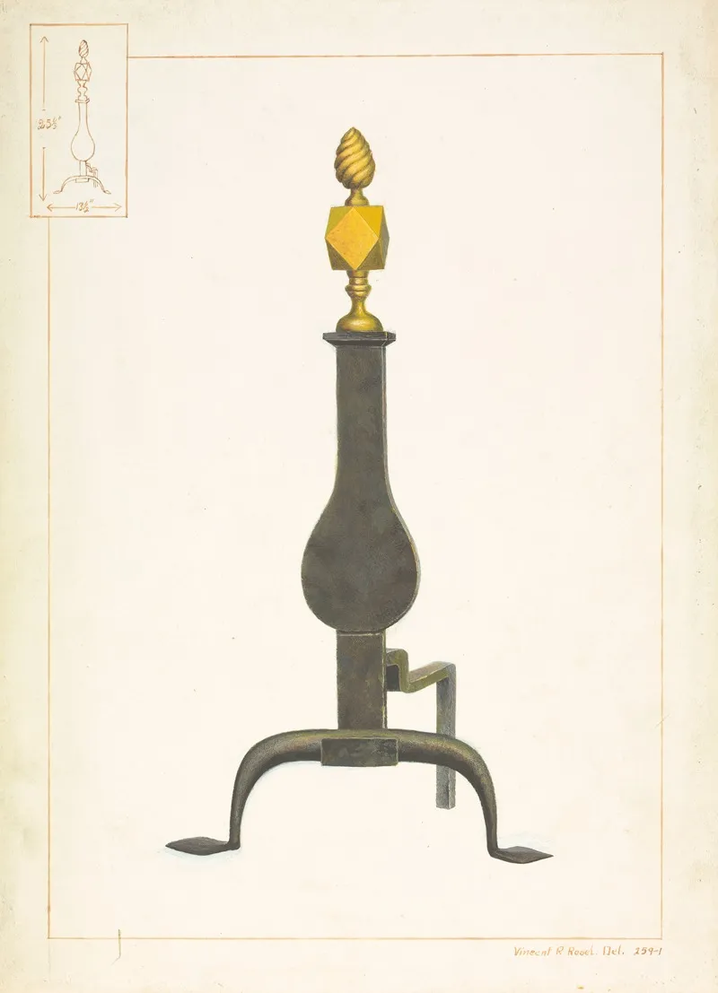 Cast Iron And Brass Andiron