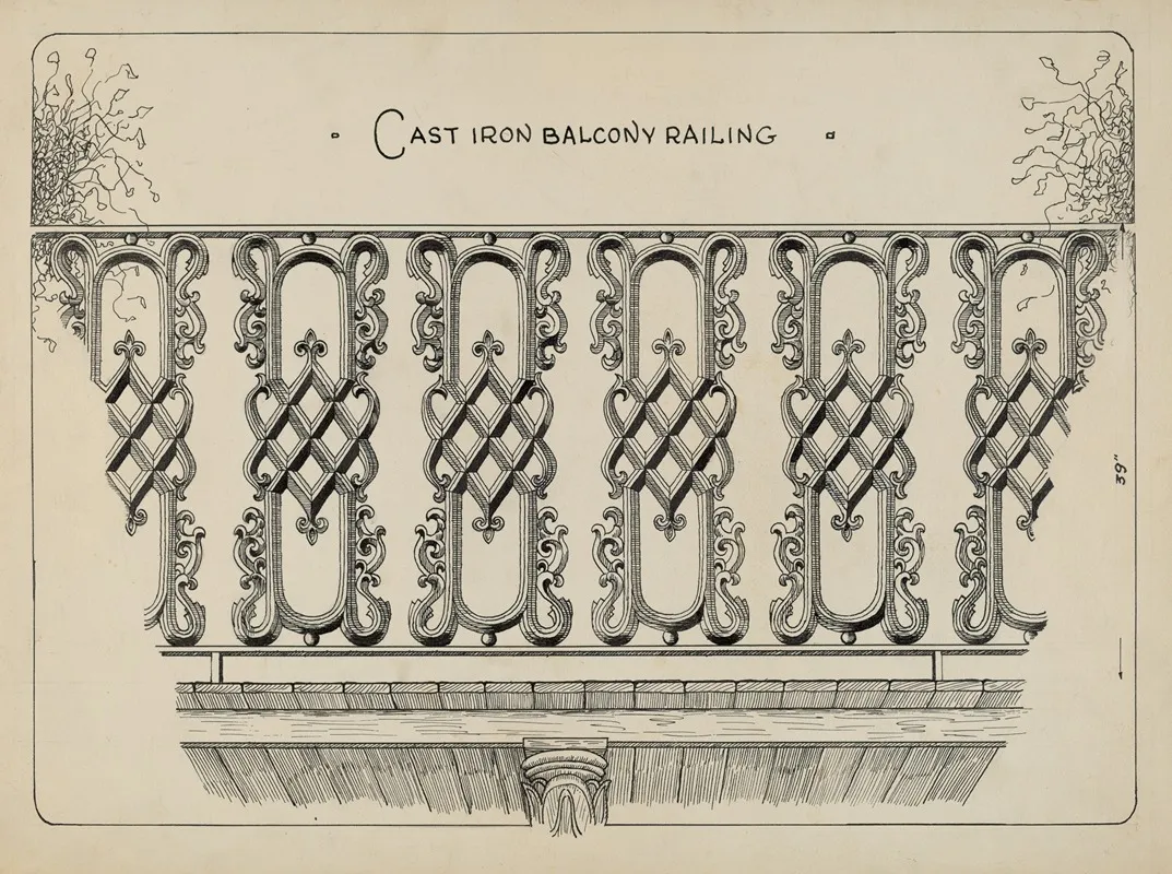 Cast Iron Balcony Rail 11 by Ray Price - Canvas Print