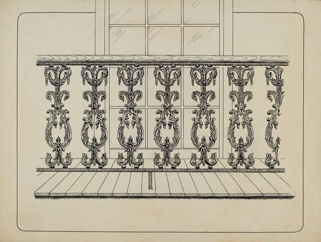 Cast Iron Balcony Rail 12 by Ray Price - Canvas Print