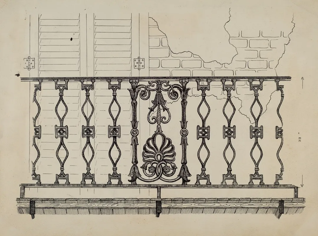 Cast Iron Balcony Rail 13 by Ray Price - Canvas Print