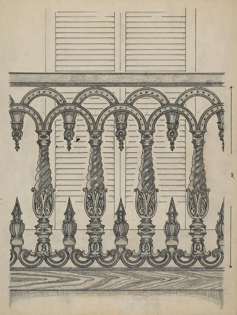 Cast Iron Balcony Rail 16 by Thomas Byrne - Canvas Print