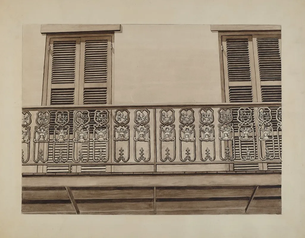 Cast Iron Balcony Rail 8 by Lucien Verbeke - Canvas Print