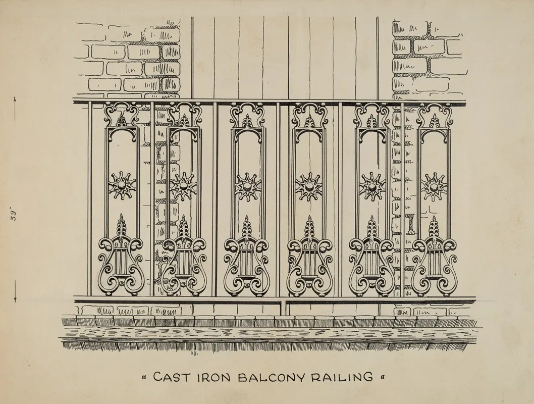 Cast Iron Balcony Railing 2 by Ray Price - Canvas Print