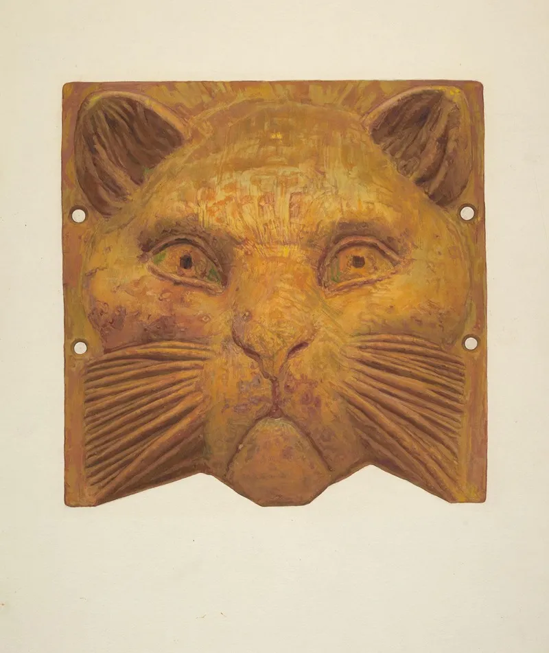 Cast Iron Cats Head by Jane Iverson - Canvas Print