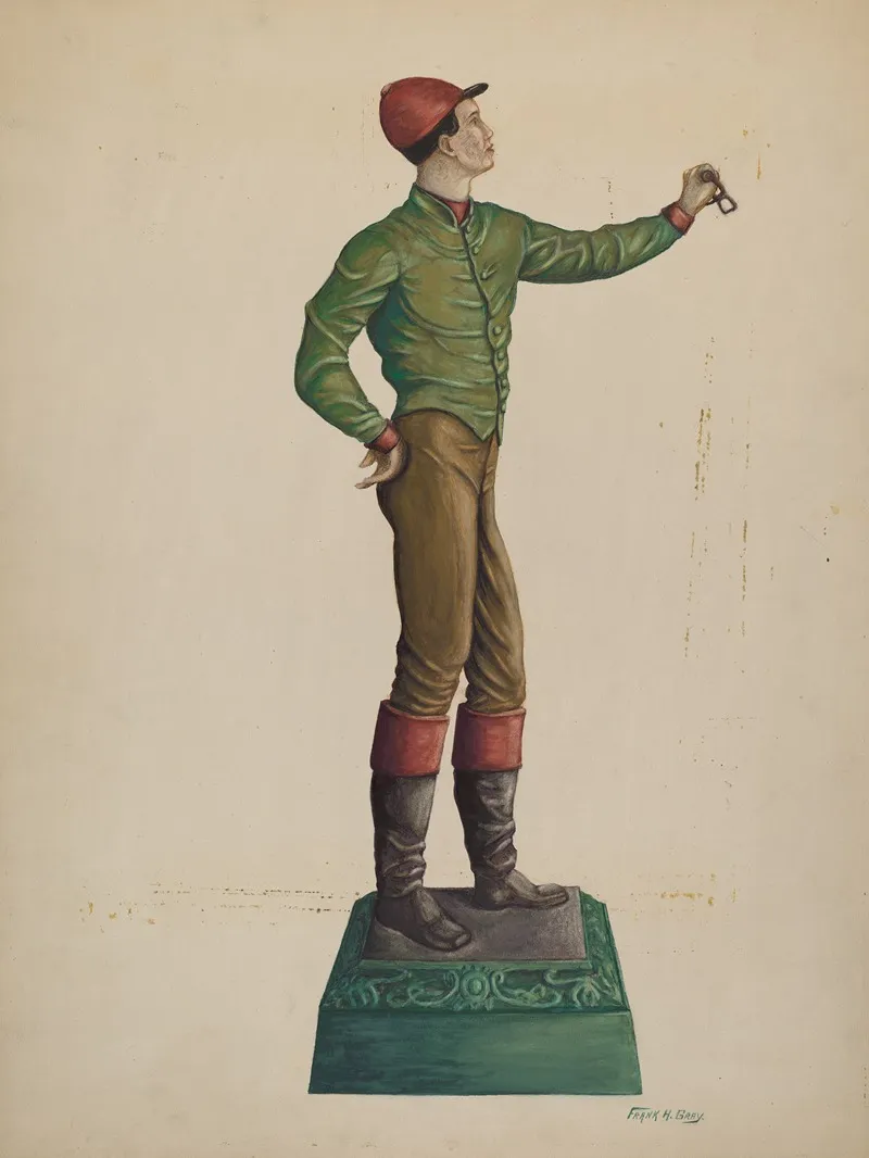 Cast Iron Jockey Hitching Post by Frank Gray - Canvas Print
