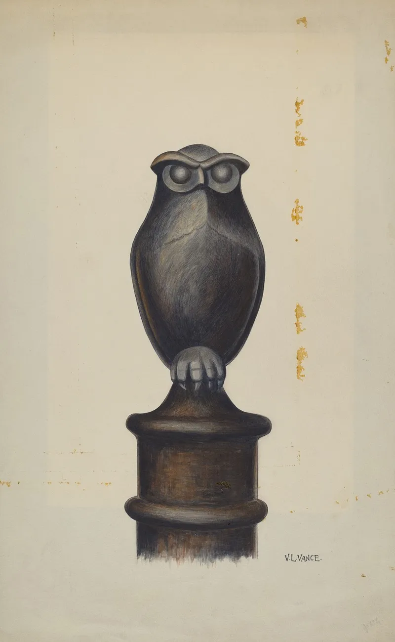 Cast Iron Owl Hitching Post by V.L. Vance - Canvas Print