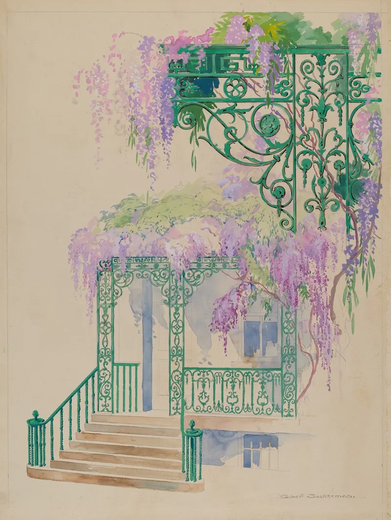 Cast Iron Porch Railing by Gilbert Sackerman - Canvas Print