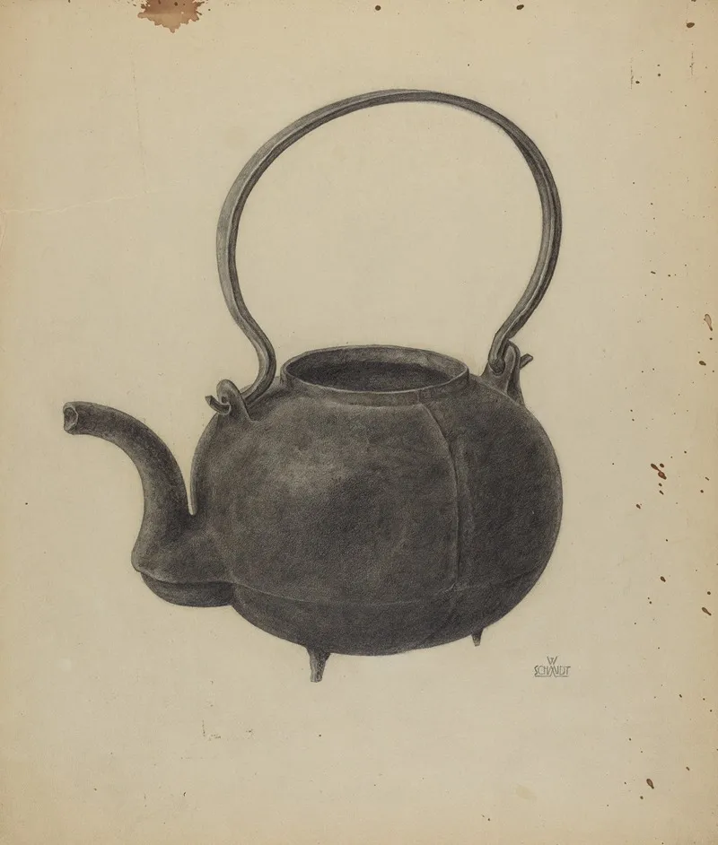 Cast Iron Tea Kettle by William Schmidt - Canvas Print