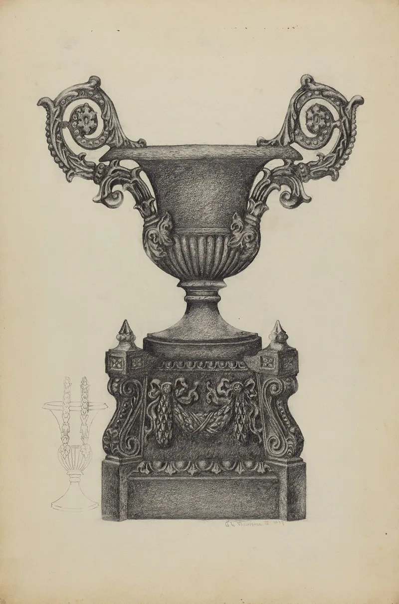 Cast Iron Urn by Austin L. Davison - Canvas Print