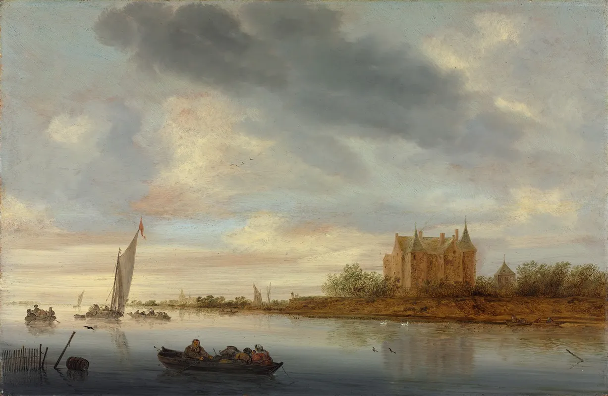 Castle On A River 2 by Jacob Salomonsz. van Ruysdael - Canvas Print