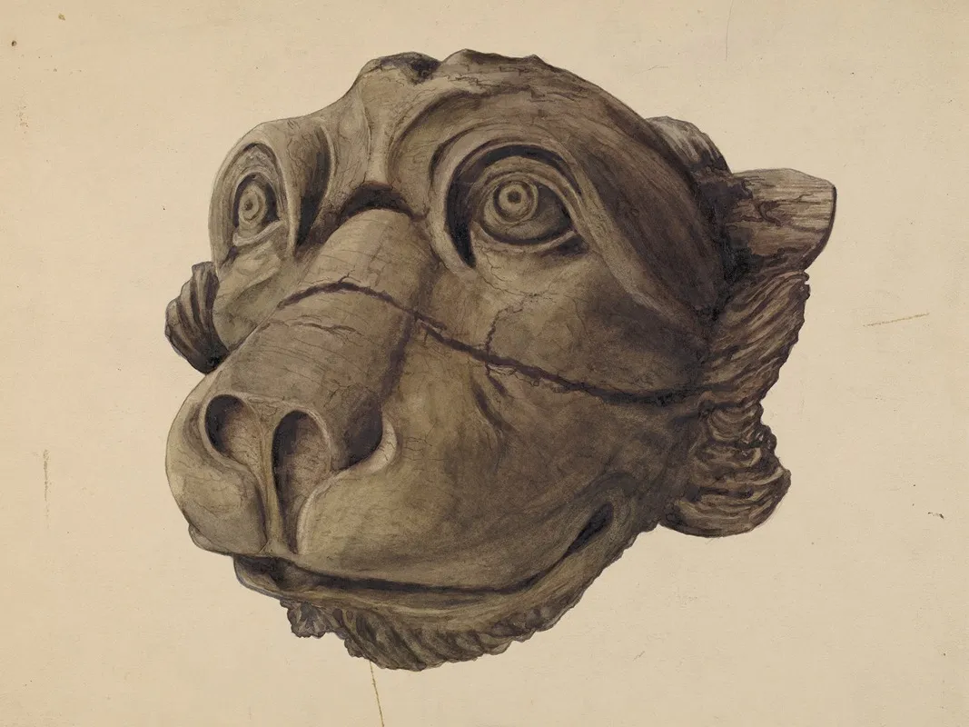 Cat Head Gargoyle by John Davis - Canvas Print