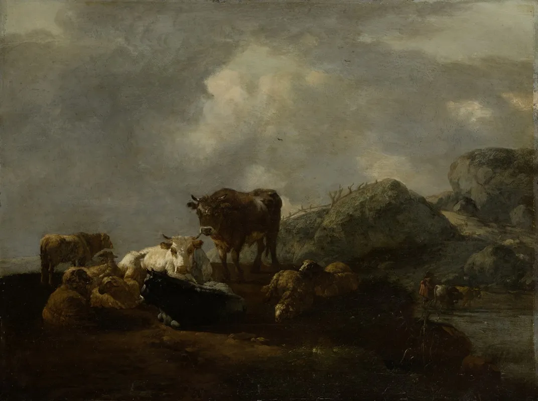 Cattle Resting At A River Crossing