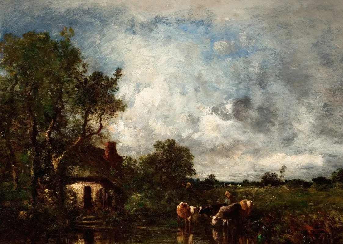 Cattle Watering 3 by Léon-Victor Dupré - Canvas Print