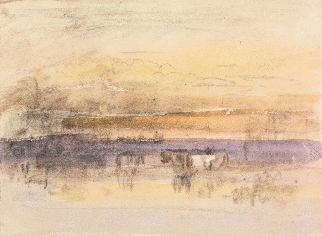 Cattle Watering At Sunset