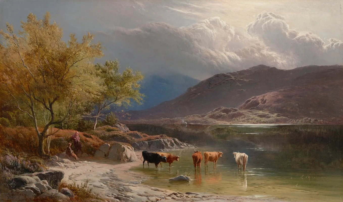 Cattle Watering By A Loch