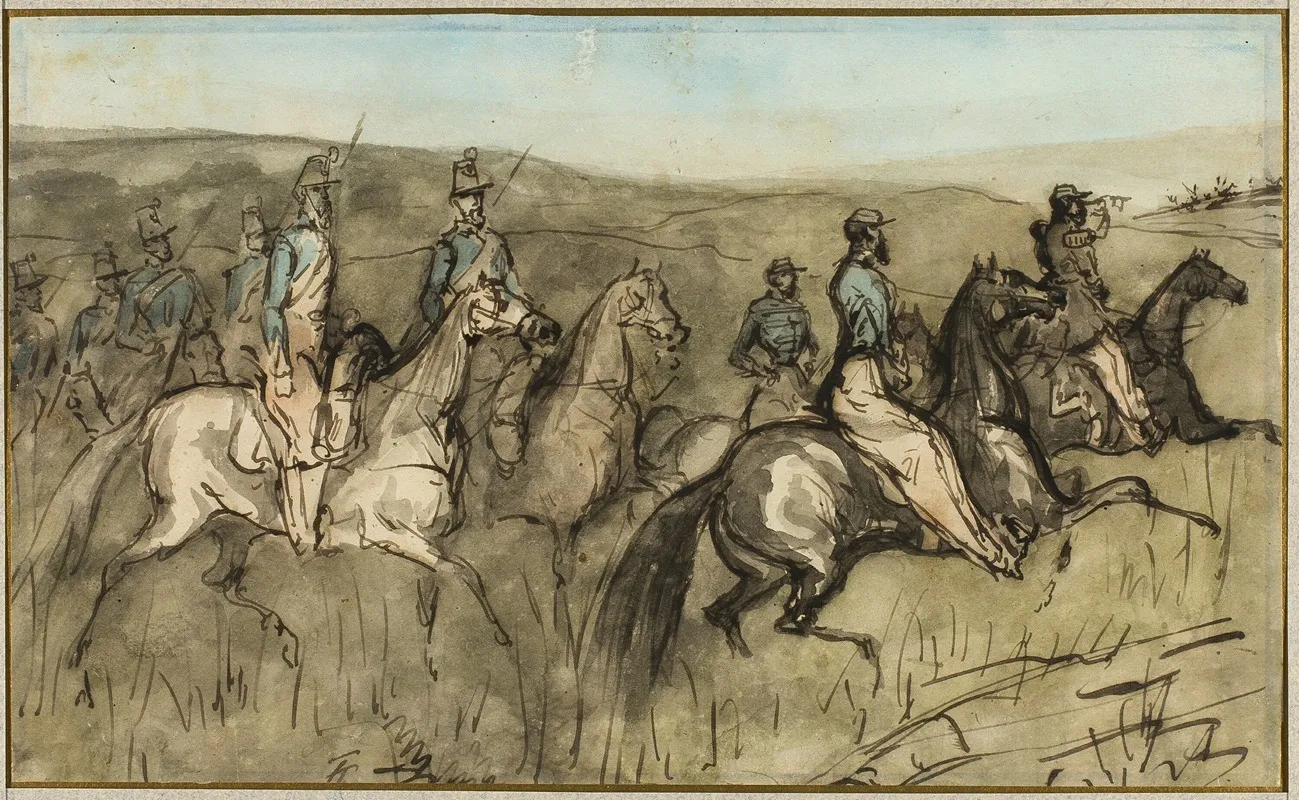 Cavalry Exercise In A Meadow