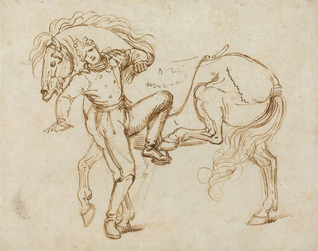 Cavalryman Mounting A Horse