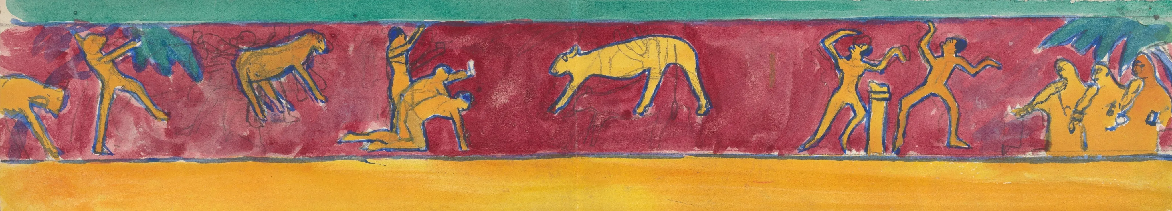 Cave Of The Golden Calf Study For Mural Of Calf And Worshipping Figures
