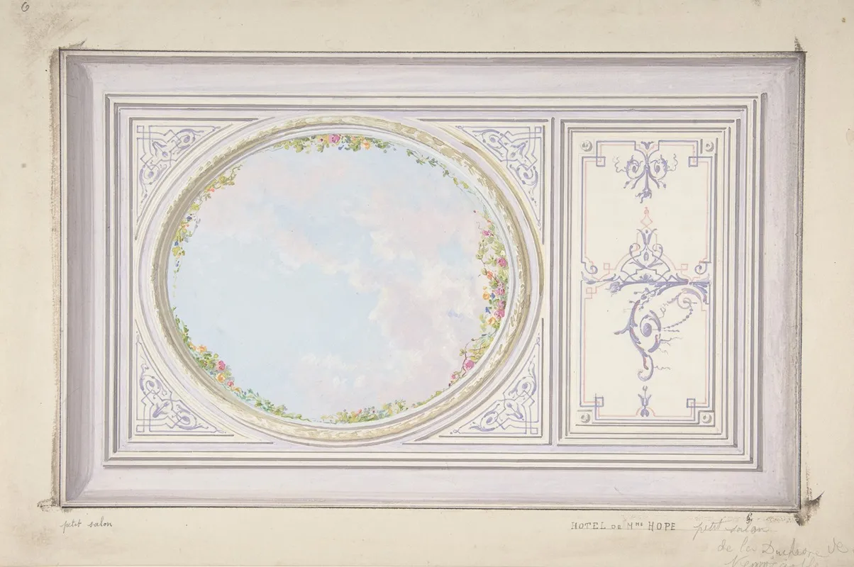 Ceiling Design For The Petit Salon Of The Duchess Of Newcastle Hotel Hope