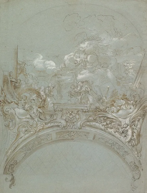 Ceiling Design With The Presentation In The Temple