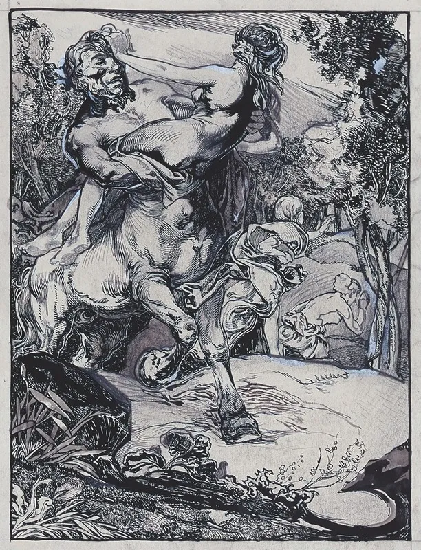 Centaur Abducting A Woman by Johannes Josephus Aarts - Canvas Print