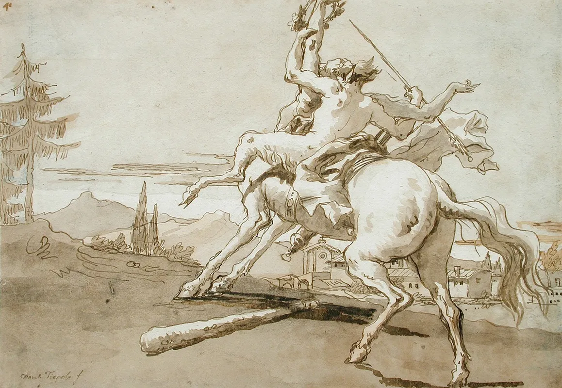 Centaur Arrested In Flight A Female Faun On His Back