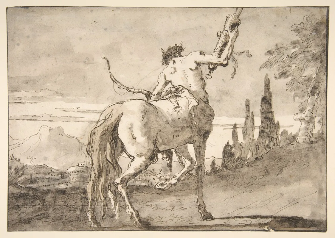 Centaur Holding Up A Quiver by Giovanni Domenico Tiepolo - Canvas Print