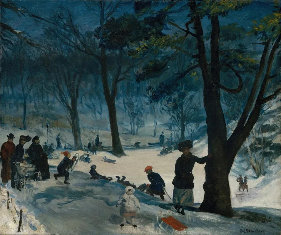 Central Park Winter by William James Glackens - Canvas Print