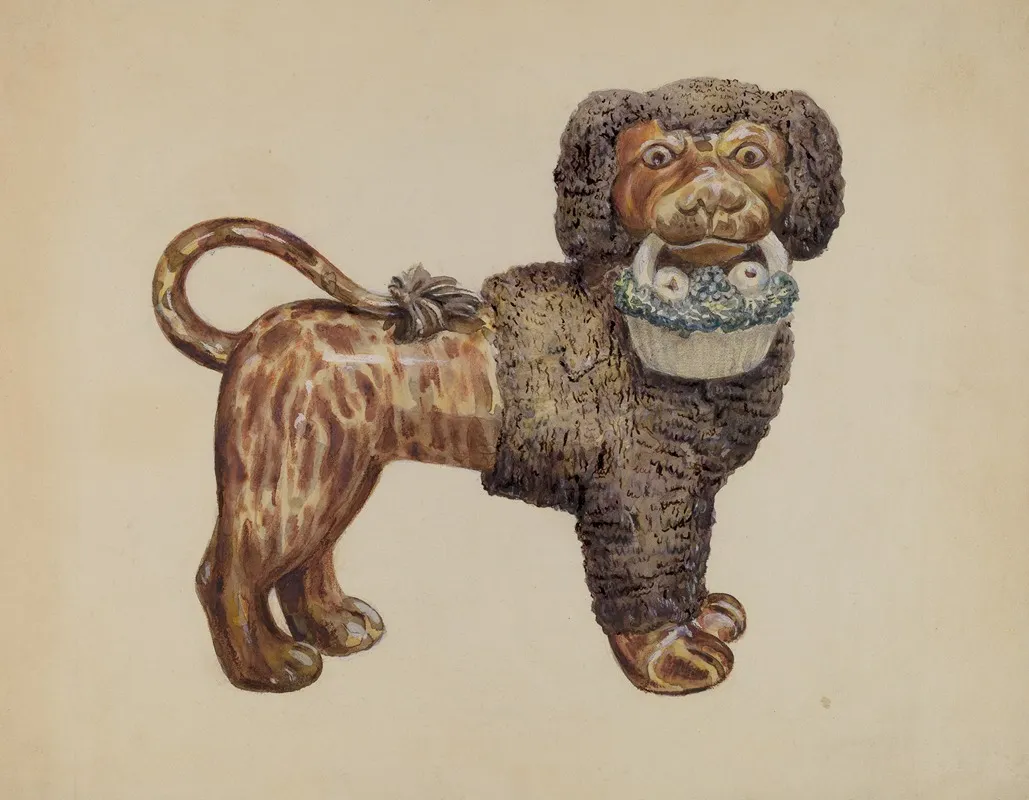 Ceramic Dog by Marian Curtis Foster - Canvas Print