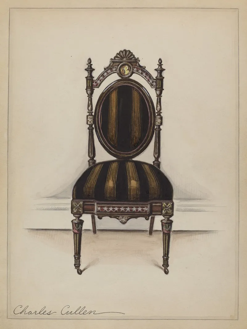 Chair One Of A Pair by Charles Cullen - Canvas Print