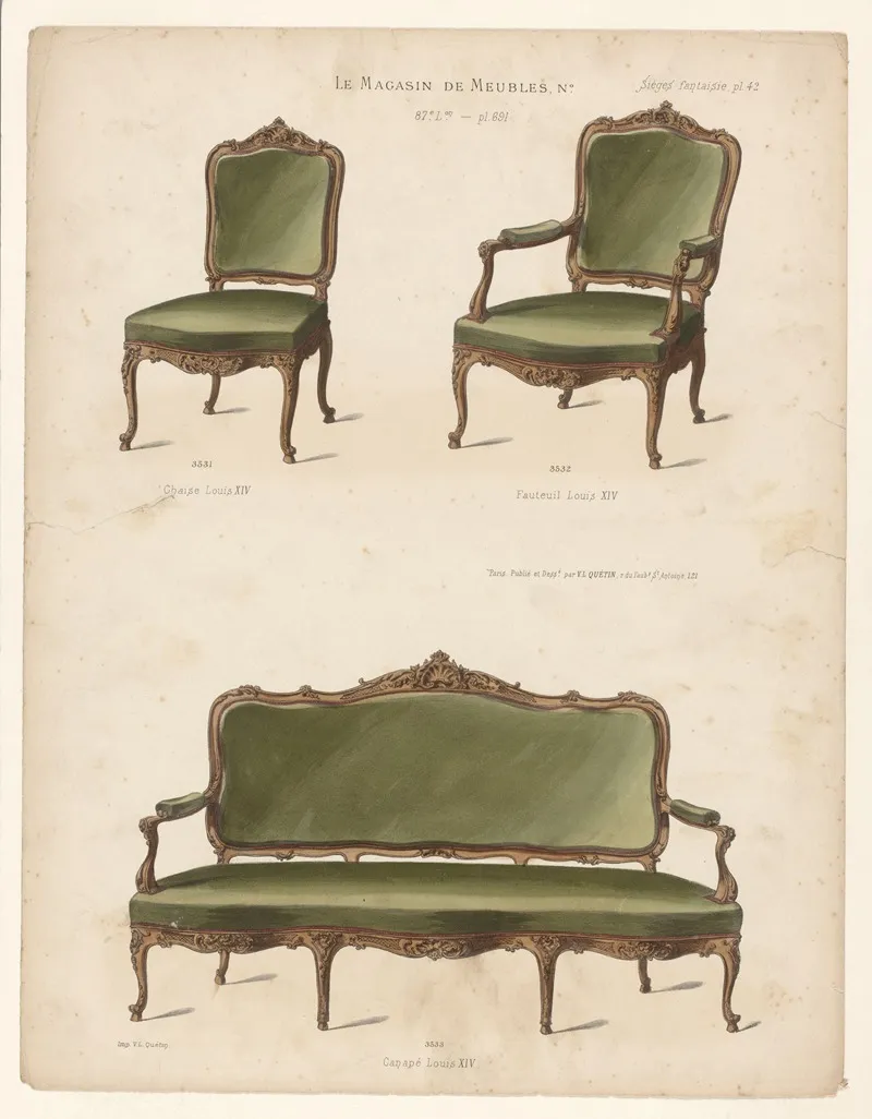 Chaise Louis Xiv Fauteuil Louis Xiv Canape Louis Xiv by Victor Léon Michel Quétin - Canvas Print