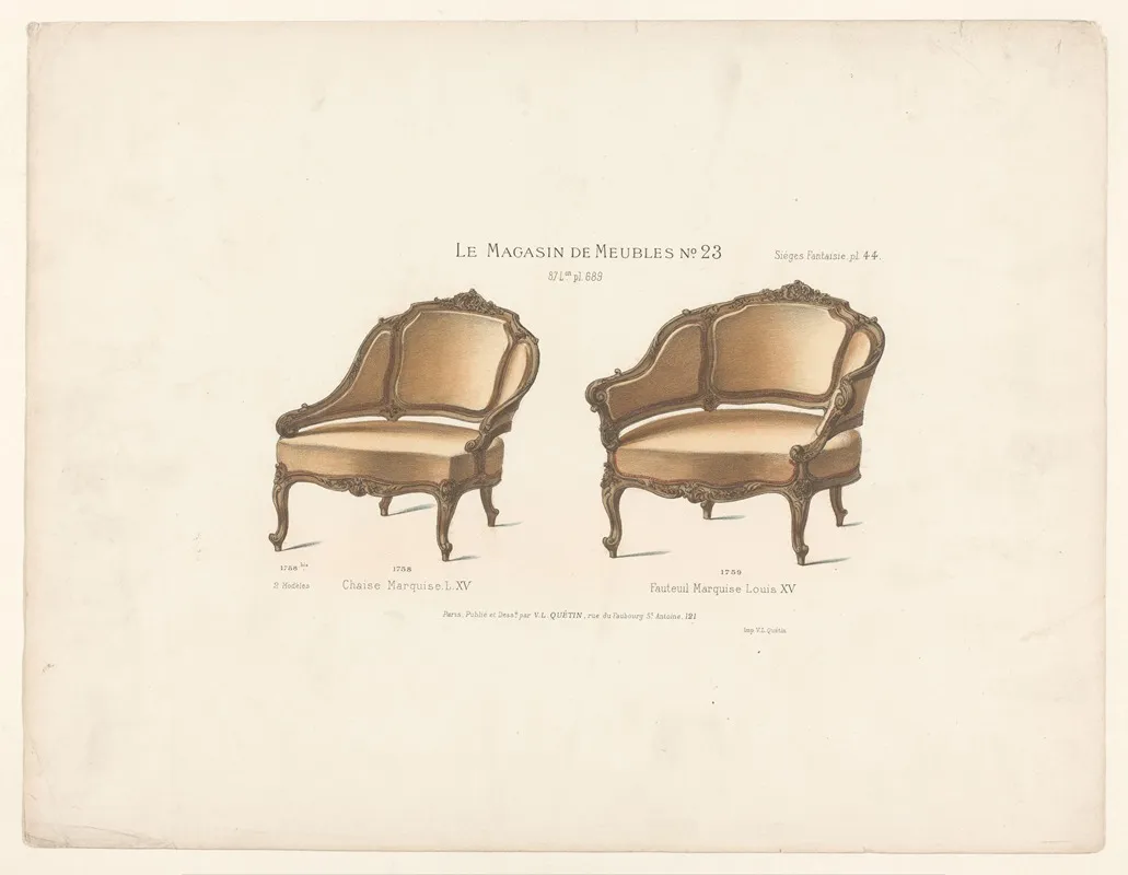 Chaise Marquise L Xv Fauteuil Marquise Louis Xv by Victor Léon Michel Quétin - Canvas Print